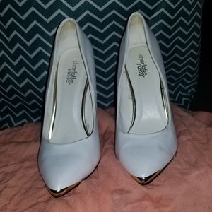 White pointy toes stiletto pumps